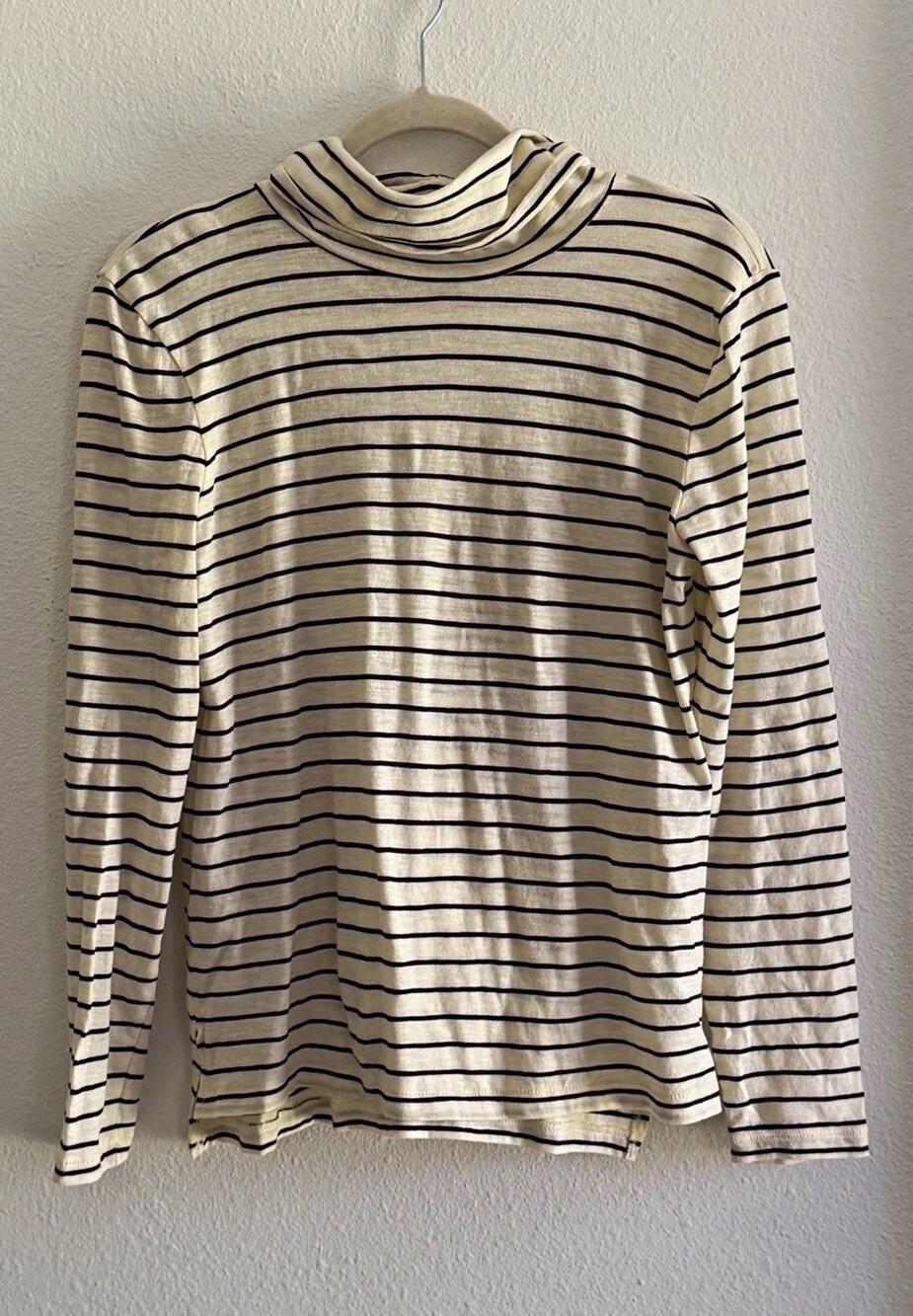 EUC Madewell Size Small Whisper Cotton Women’s Ronnie Stripe Turtleneck